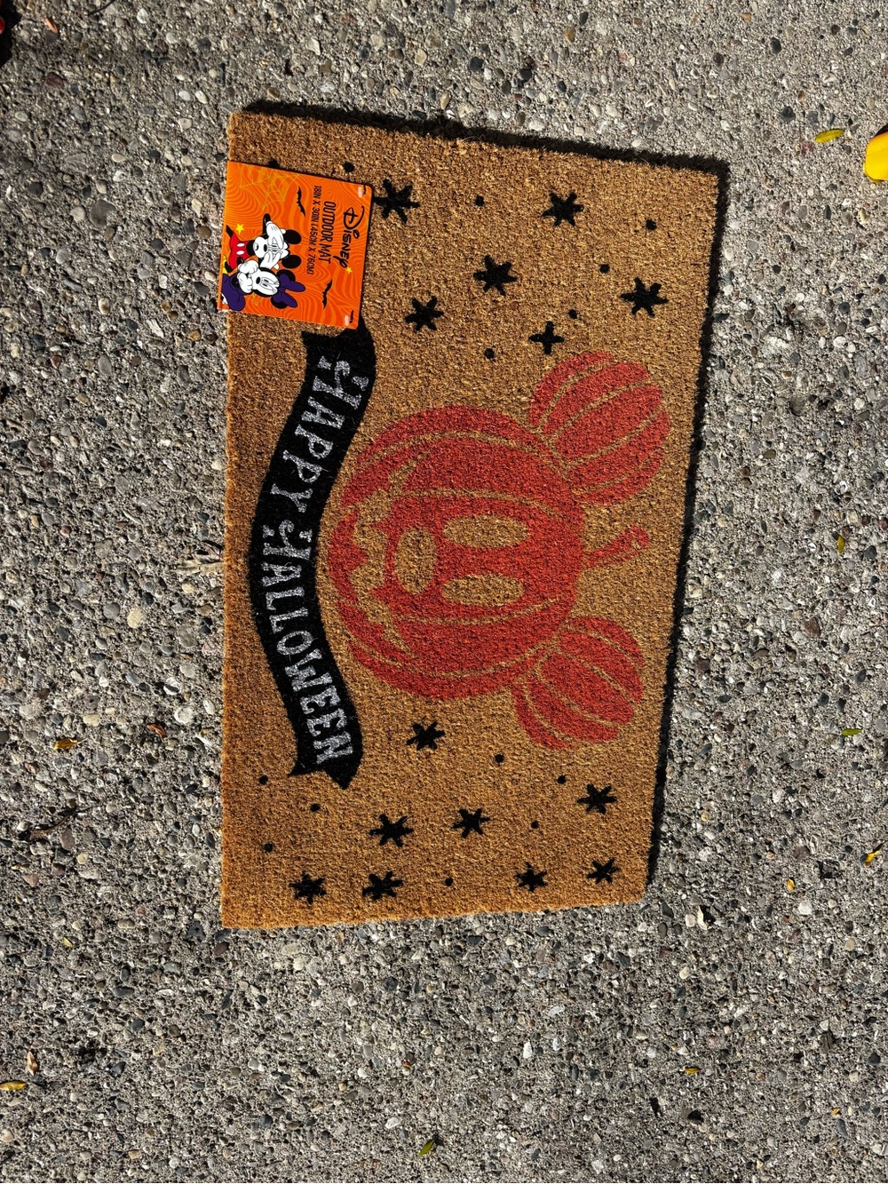 Disney Halloween Mickey Pumpkin Coir Mat - Orange/Black/Tan